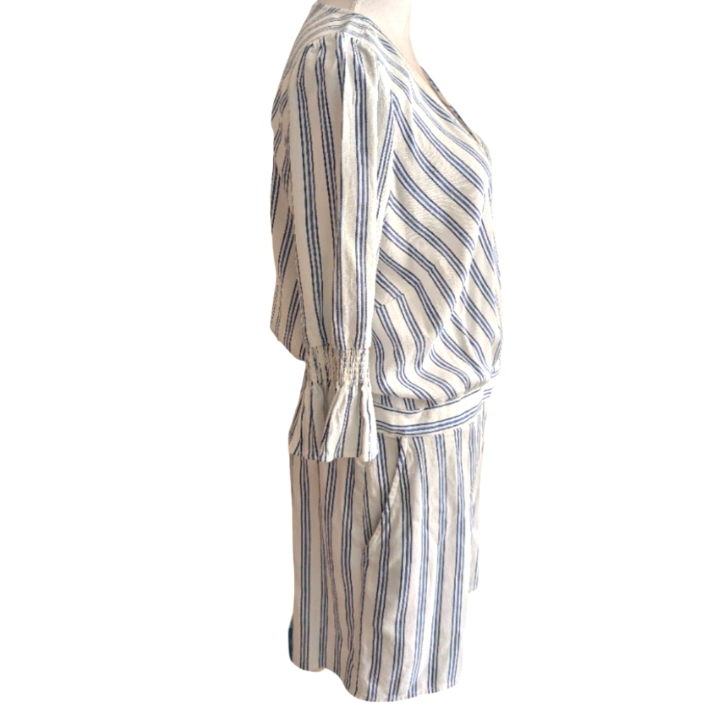 BEBE Blue & White Striped Romper Shorts Size 14 - Picture 12 of 14